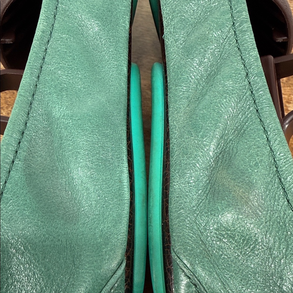 Tieks Shoes Wm 8 Green Leather Flats Foldable Travel Commute Teacher Work - Picture 10 of 14